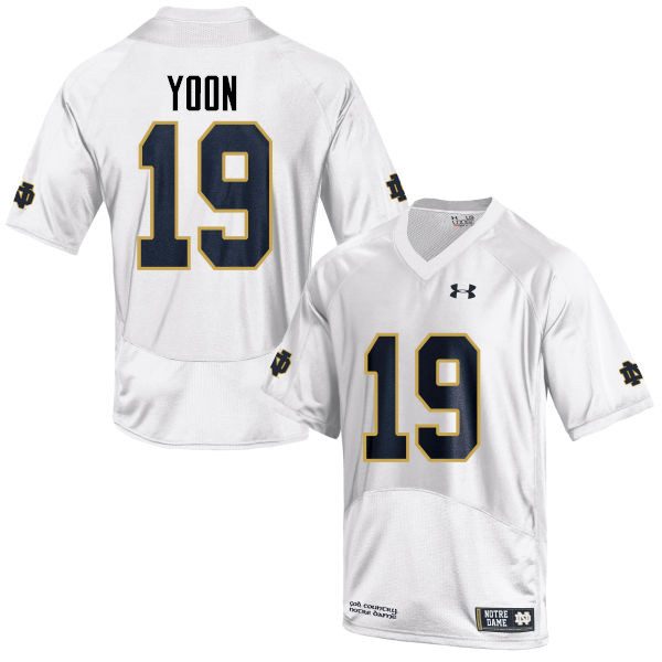 Men #19 Justin Yoon Notre Dame Fighting Irish College Football Jerseys-White